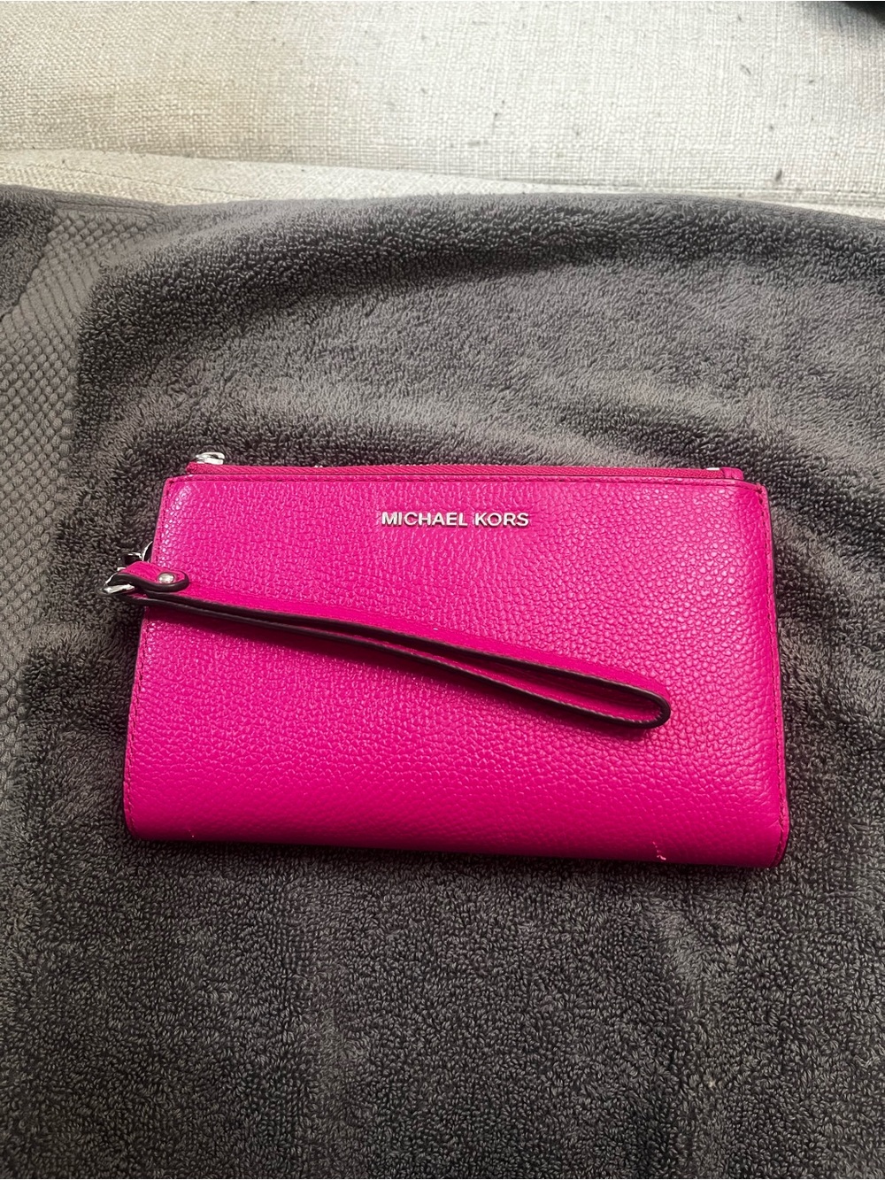 Michael Kors Hot Pink Pebbled Leather Wristlet